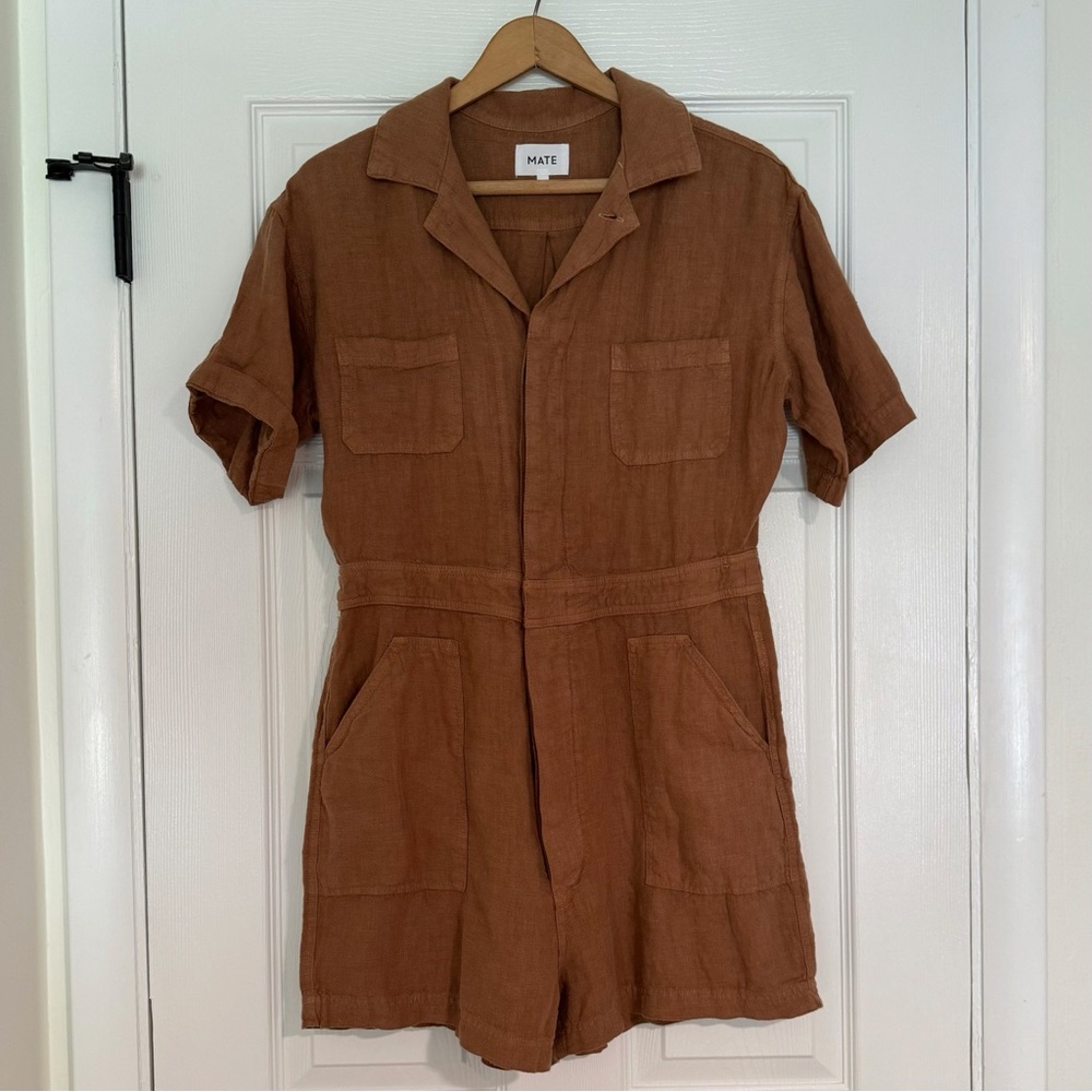 Mate The Label Linen Short Romper Jumpsuit